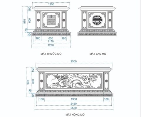Kích thước lăng mộ đá xanh rêu chuẩn thước Lỗ Ban âm phần